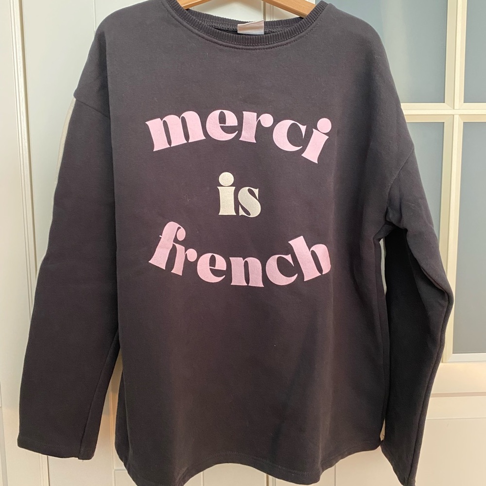 Screenprinted “Merci is French” Kids sweatshirt!